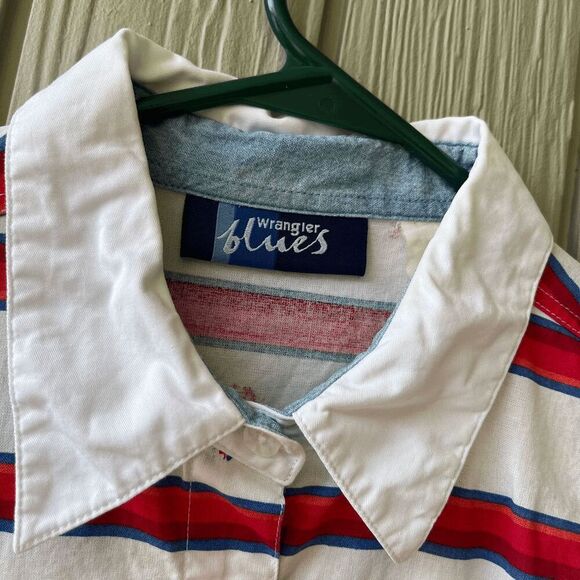 VTG Wrangler Blues USA Flag Horse Shirt – Western Sleeveless 4th of July M/L - Picture 4 of 6